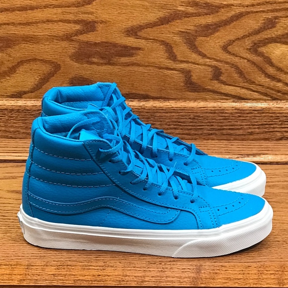 Vans Sk8 Slim Neon Leather Neon Blue Shoes - Picture 2 of 8